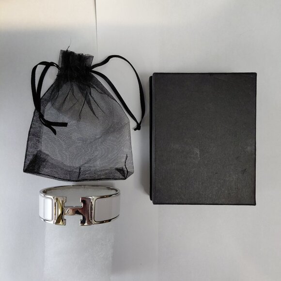 Hermes Clic Clac H Bracelet Blanc Silver White Enamel Bangle Size Small PM - Picture 16 of 16